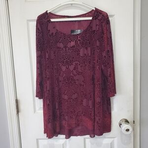 Attitudes by Renee Burgundy Top Size 2X NWT